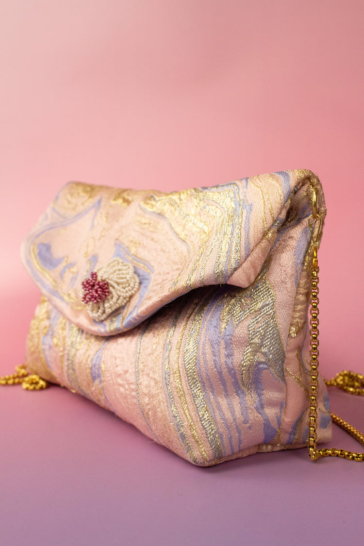 Bolso Yannnet jacquard pink silk