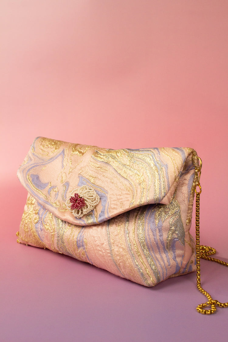 Bolso Yannnet jacquard pink silk