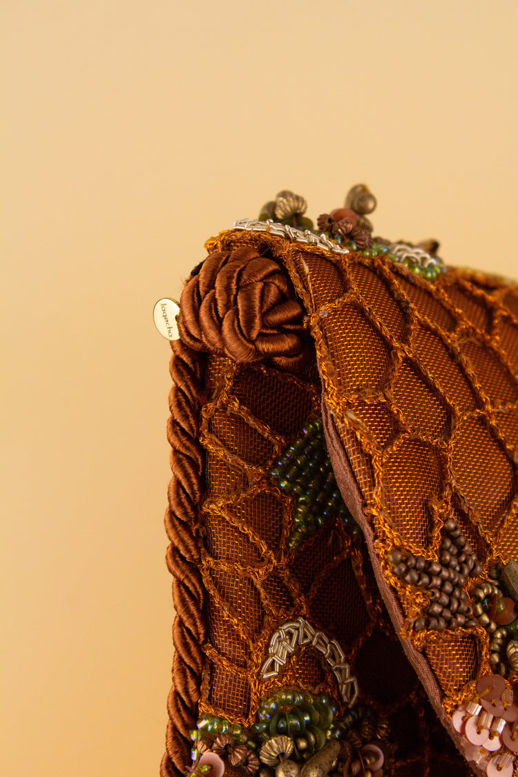 Bolso bandolera Valetta cuentas color cobre