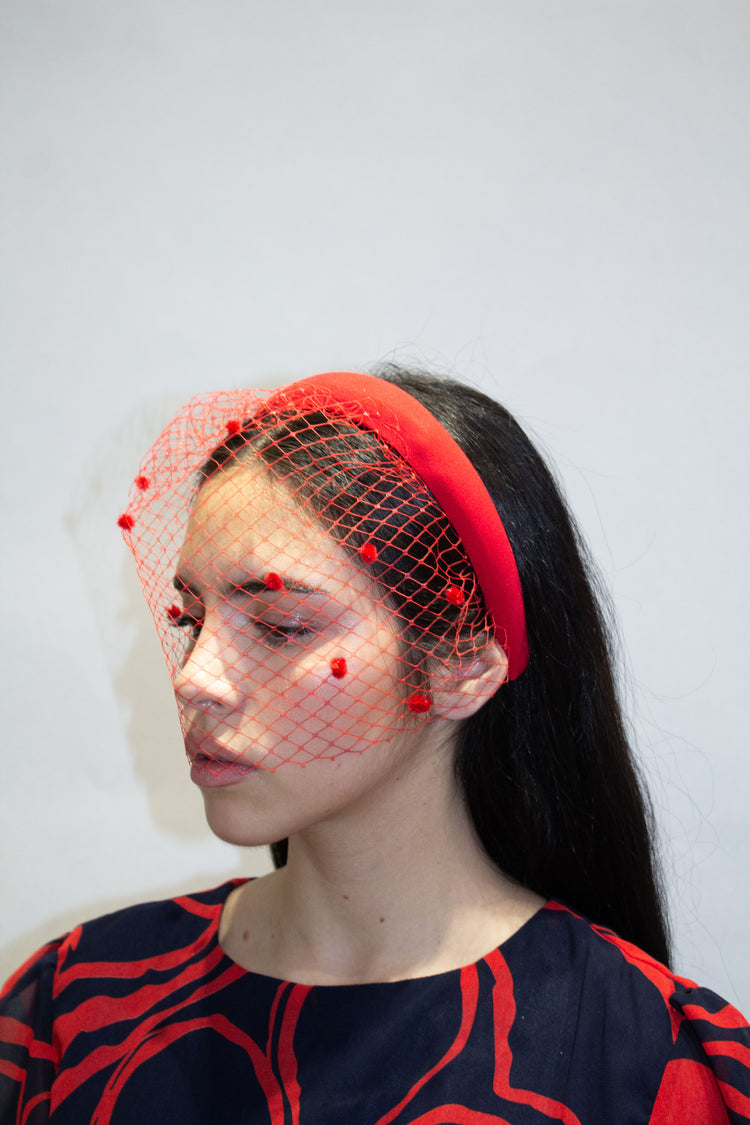 Diadema rejilla plumeti rojo