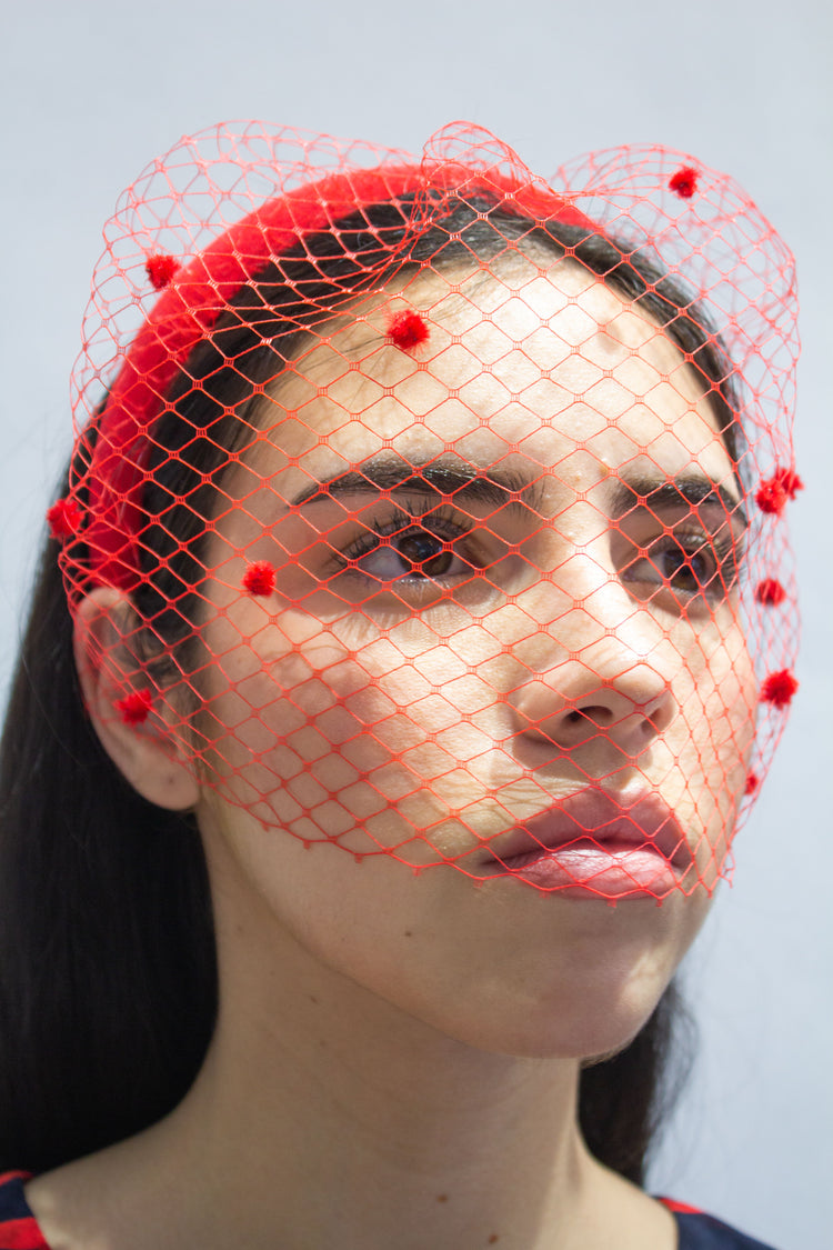 Diadema rejilla plumeti rojo