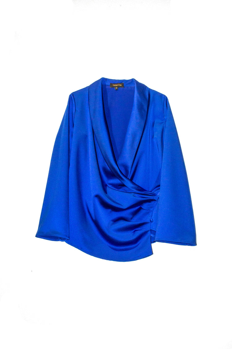 blusa drapeada azul Klein