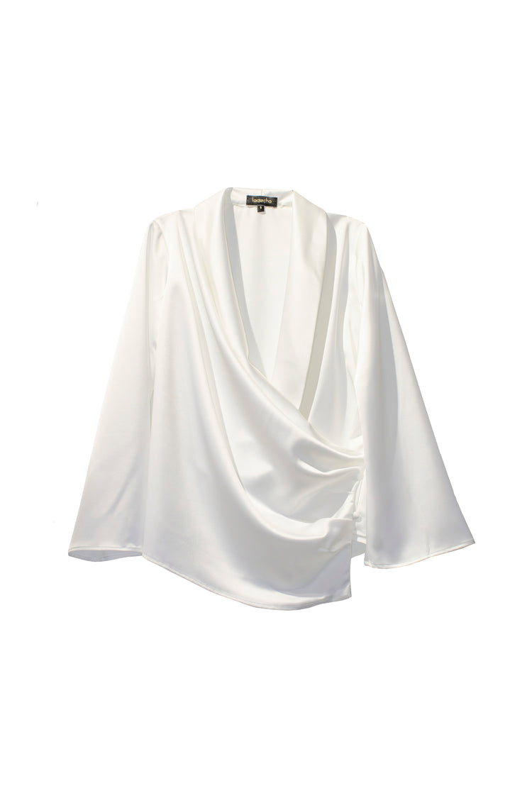 Blusa Siena drapeada blanca