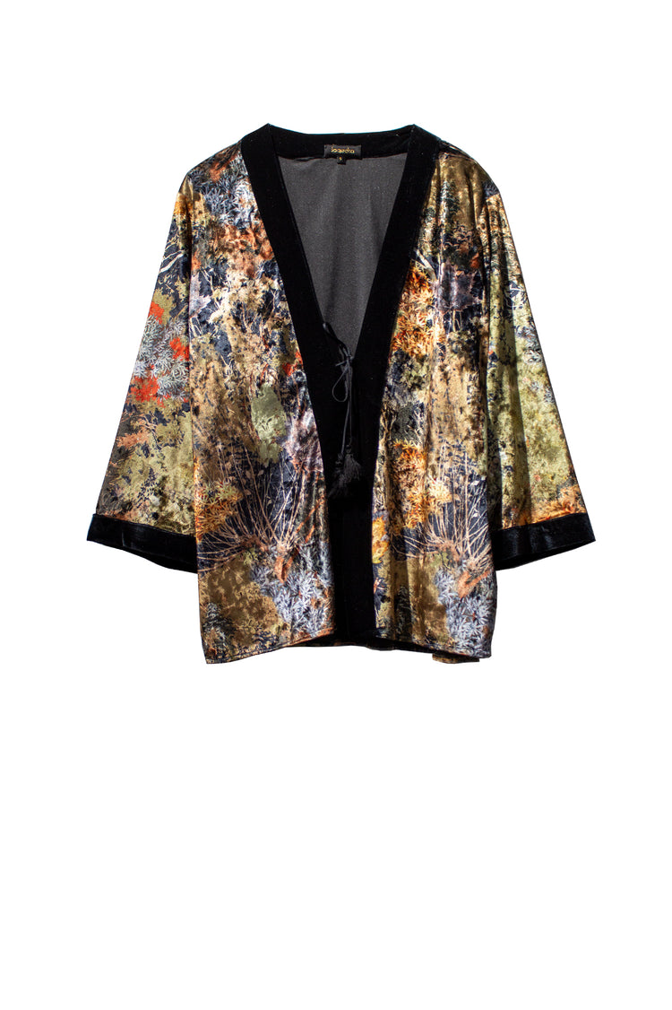Chaqueta corta contrastes terciopelo