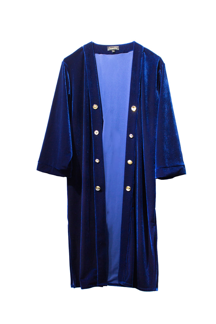 Chaqueta terciopelo larga Sassari azul