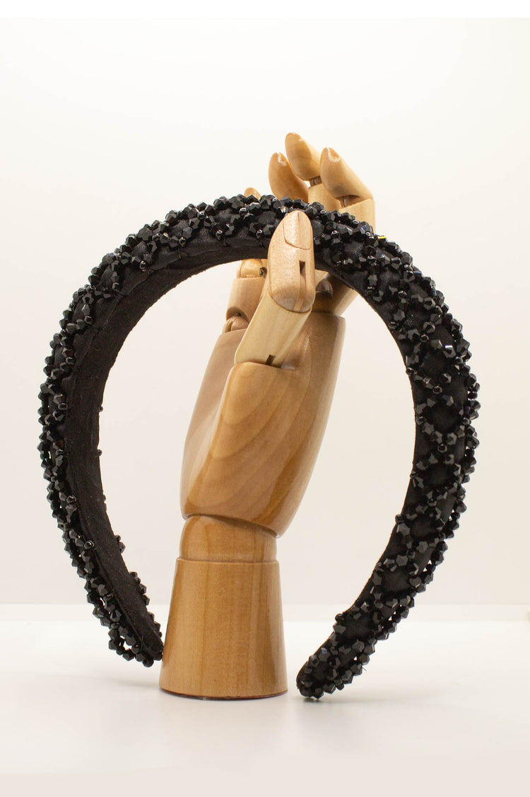 Diadema de pedrería negra Abie
