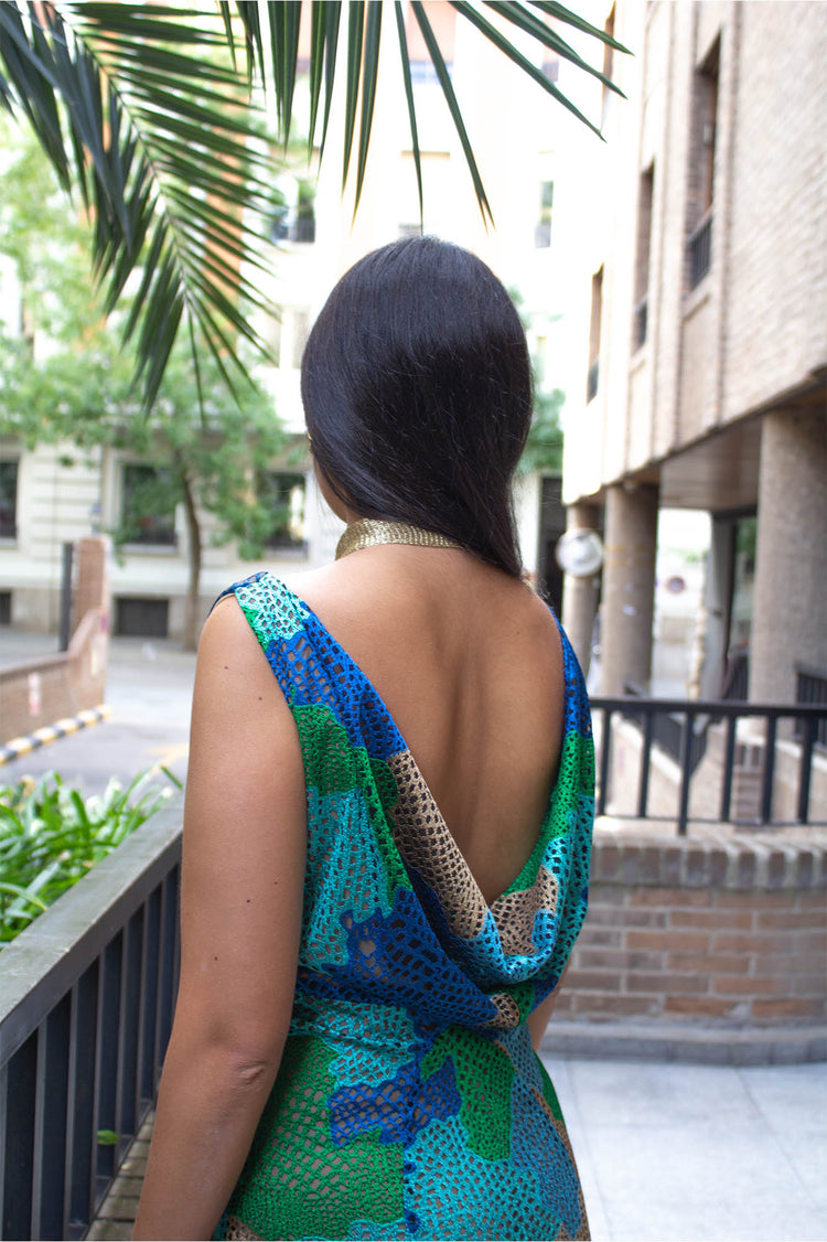 Vestido drapeado verde