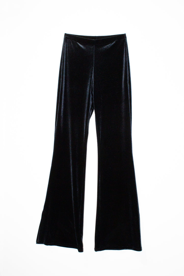 pantalon campana terciopelo negro aberturas