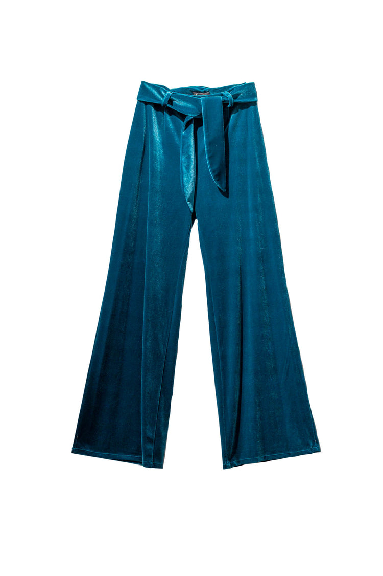 Pantalón terciopelo Verona recto cinturón verde