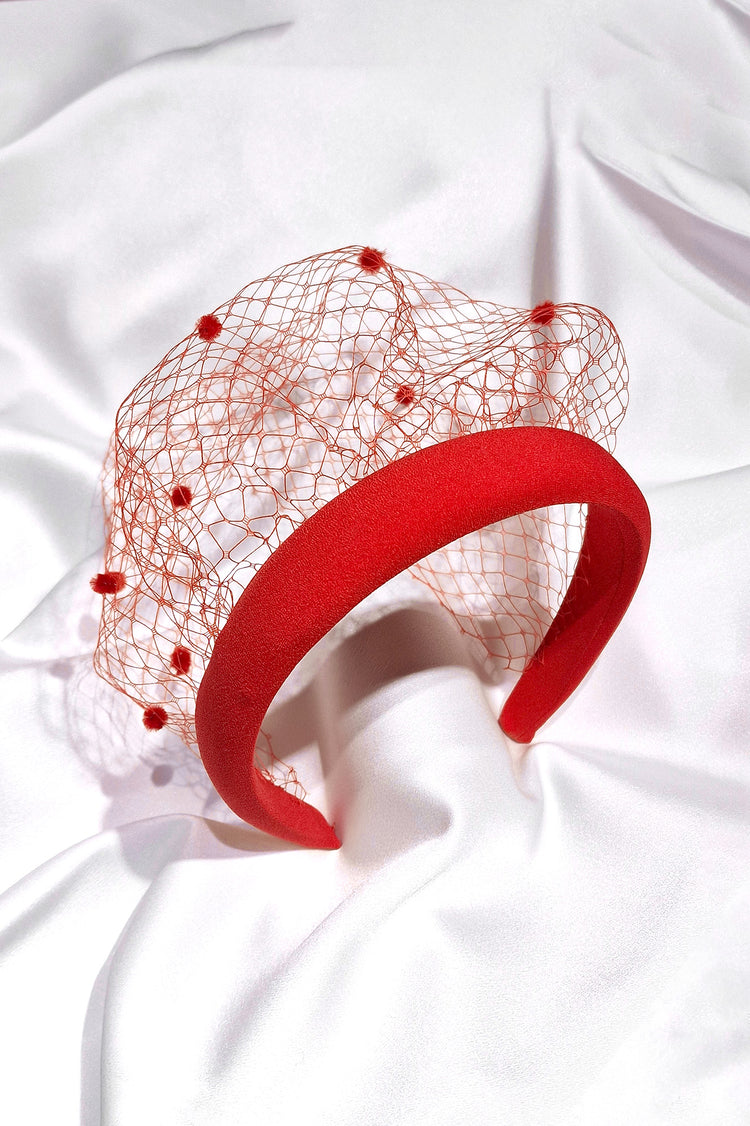 Diadema rejilla plumeti rojo