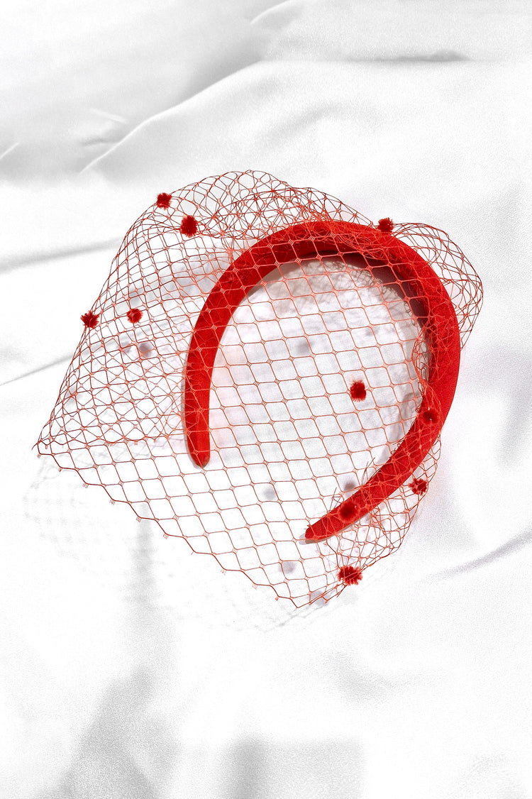 Diadema rejilla plumeti rojo