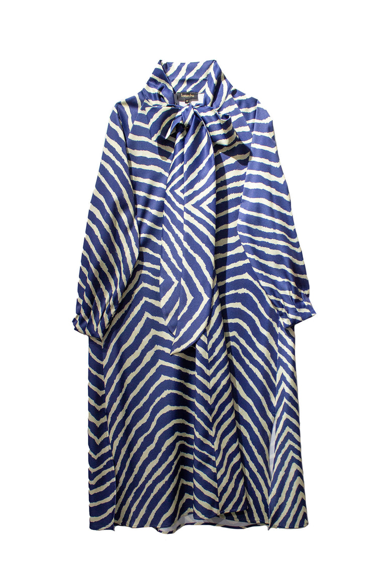 Vestido midi lazo Roma estampado cebra azul