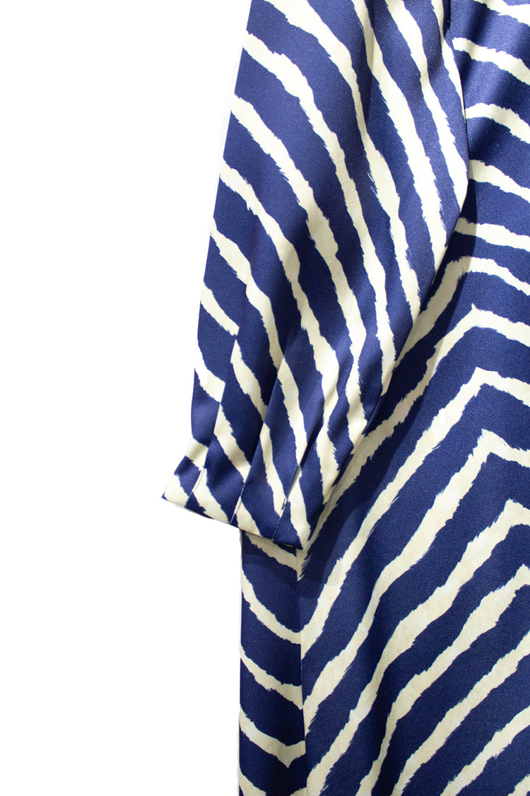 Vestido midi lazo Roma estampado cebra azul