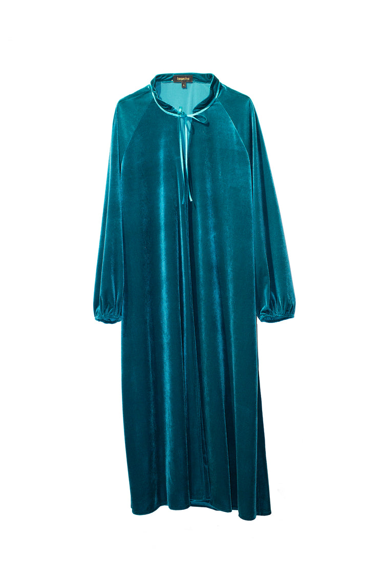 Vestido Pia verde cuello mao detalle lazada