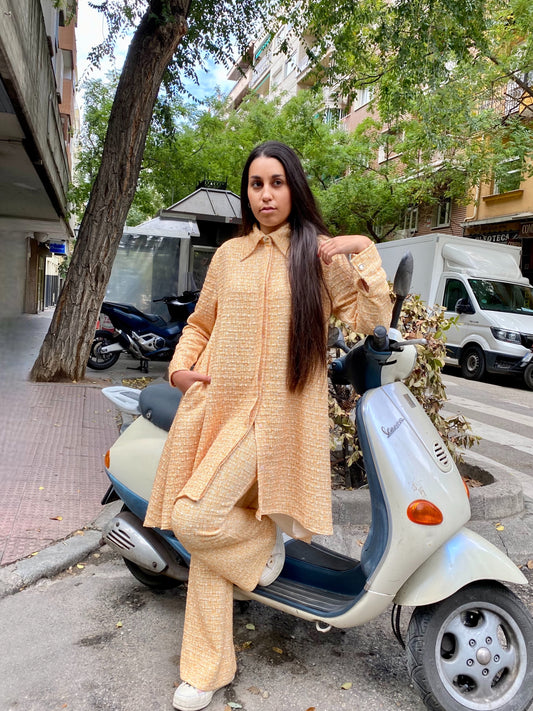 Vestido de tweed naranja